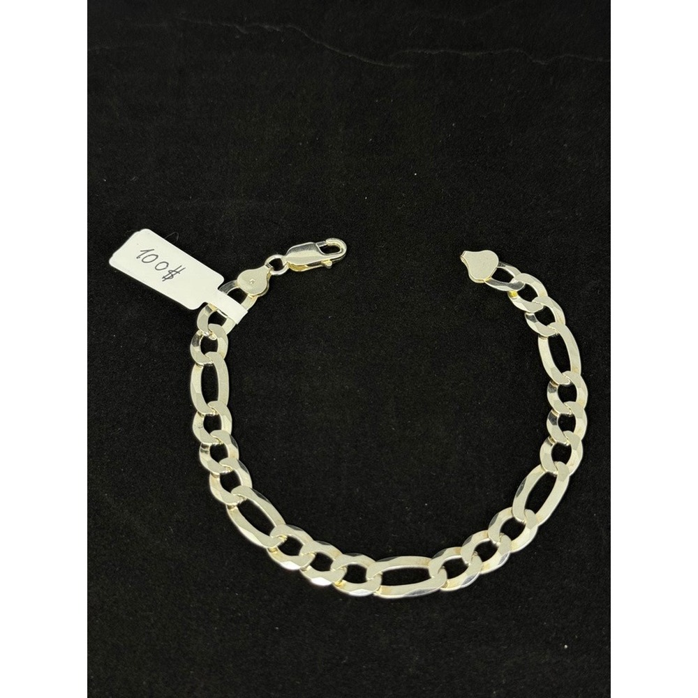 Sterling Silver Figaro Chain Bracelet 925 Italy Classic Link Unisex Jewelry 9 in